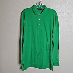 NWOT Polo Ralph Lauren Medium kelly Green Long Sleeve knit Collared golf shirt